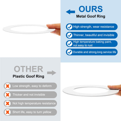 PATIKIL 5" ID 7.48" OD Goof Rings for Recessed Light, 2 Pack Matte White Goof Metal Trim Ring Lighting Fixture for Ceiling Wall Recessed Can Downlights