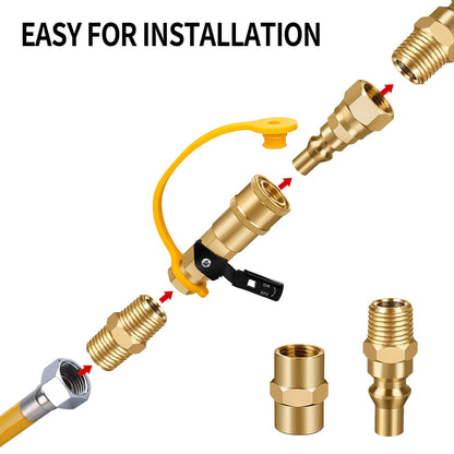 Zreneyfex 1/4" RV Quick Connect Adapter Assembly, Propane RV Quick Connect Fitting Kit for Camping BBQ