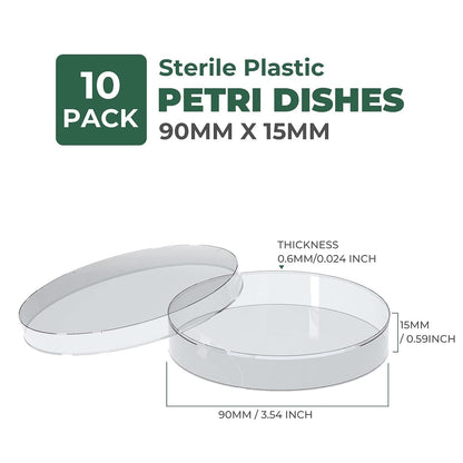 Autoclavable 10 Packs Sterile Thick Plastic Petri Dishes with Lid, Vabiooth 90mm Dia x 15mm Deep Clear 3 Vents Petri Dish for Lab Science Experiment, Non-Fragile, Scratch-Resistant
