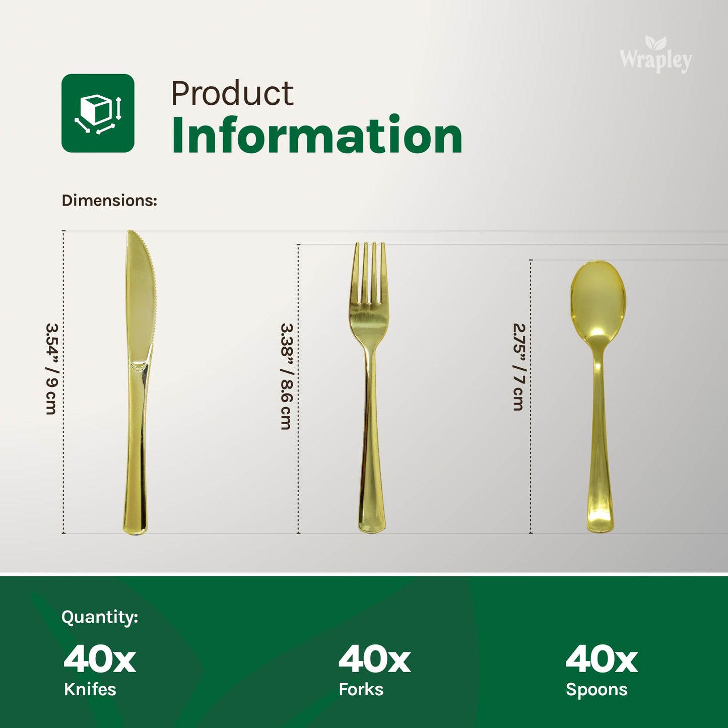 Disposable Gold Plastic Silverware Set – 120-Piece Disposable Plastic Cutlery Set with 40 Forks, 40 Spoons, and 40 Knives – Golden Cutlery Set for Parties, Weddings, and Events – 120 Units, 40 Each