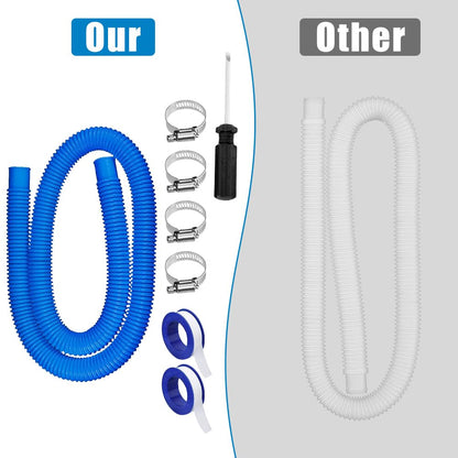 2 pcs Swimming Pool Replacement Hose 59 Inch Long 1.25 Inch Diameter,Compatible with Filter Pump 300GPH, 330 GPH, 530 GPH, and 1,000 GPH (Blue 2Pack)