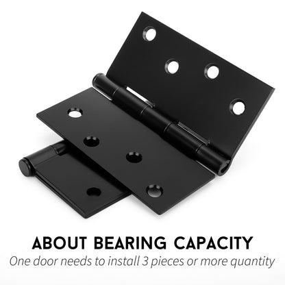 goldenwarm 6pack 4 x 4 Inch Matte Black Door Hinges Exterior and Interior Door Hinges with Square Corners
