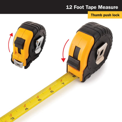 Titan 10912 6-Piece 12-Foot Tape Measure Bulk Set with Easy-Read Standard Markings and Durable Case