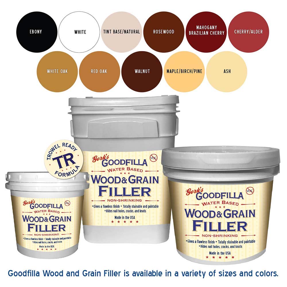 Water-Based Wood & Grain Filler (Trowel Ready) - Red Oak - 1 Quart by Goodfilla | Replace Every Filler & Putty | Repairs, Finishes & Patches | Paintable, Stainable, Sandable & Quick Drying