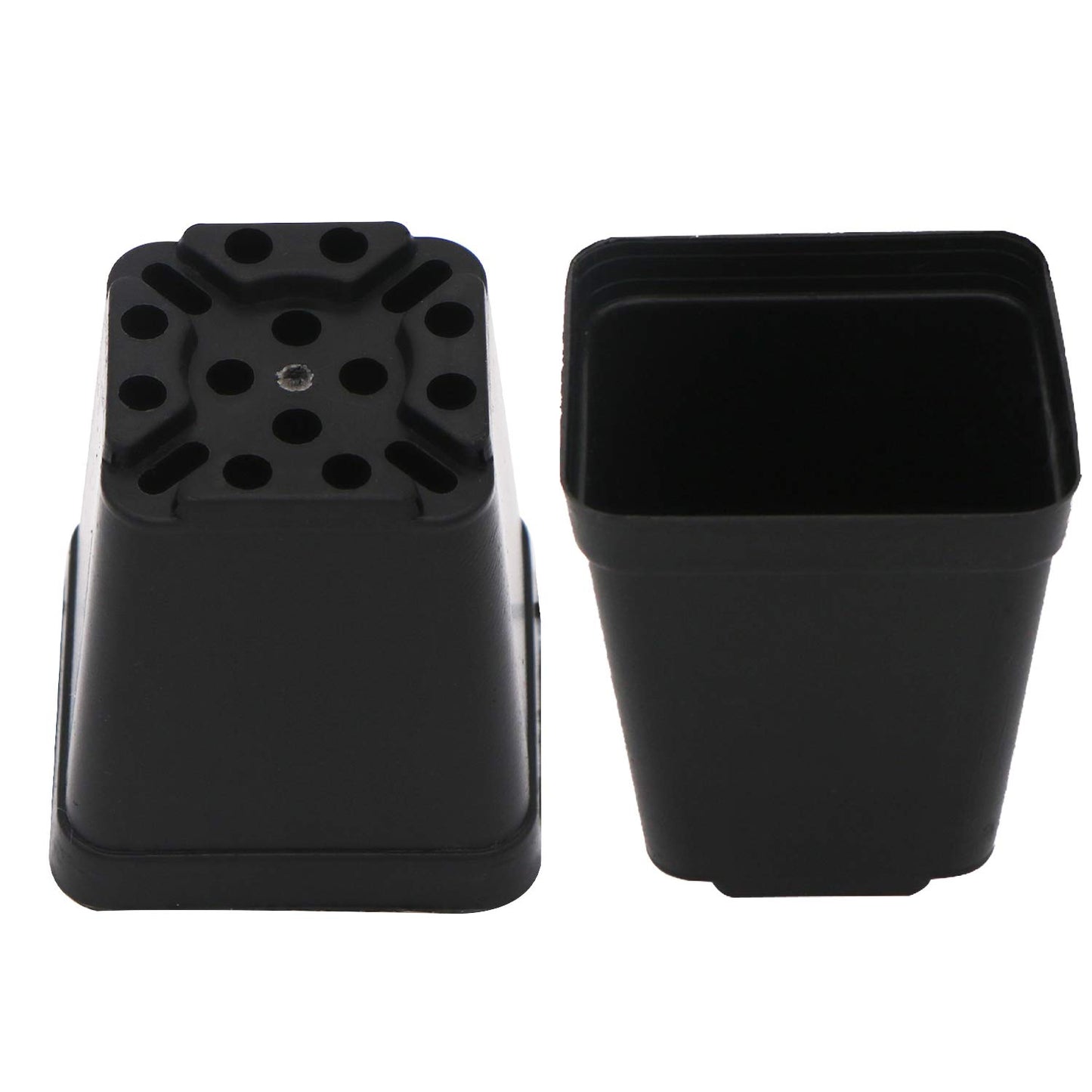 2 Inch Plastic Nursery Pots 100 Pcs Sturdy & Reusable Square Plant Pot Starter Container with Drainage Holes for for Seed Starting, Succulents, Seedlings & Garden Plants, Black
