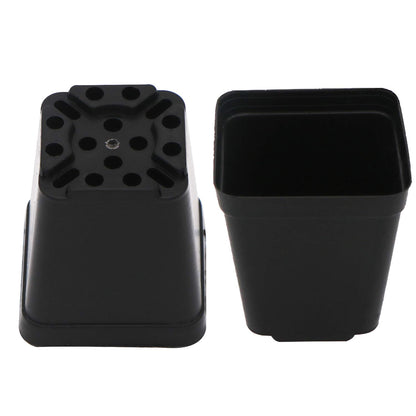 2 Inch Plastic Nursery Pots 100 Pcs Sturdy & Reusable Square Plant Pot Starter Container with Drainage Holes for for Seed Starting, Succulents, Seedlings & Garden Plants, Black