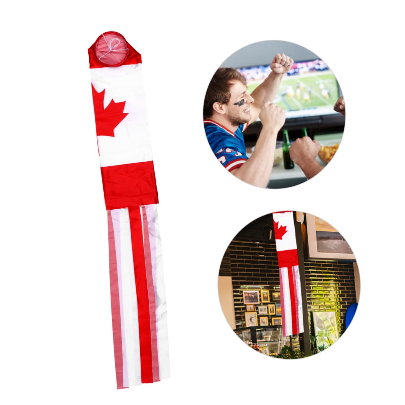 BESPORTBLE 4pcs Canadian Flag Windsock Outdoor Decoration, 27.55 * 14.17 * 3.54inch, Synthetic Silk Hanging Flags for Festivals, Barbecues, Sporting Events, and Backyard Decor