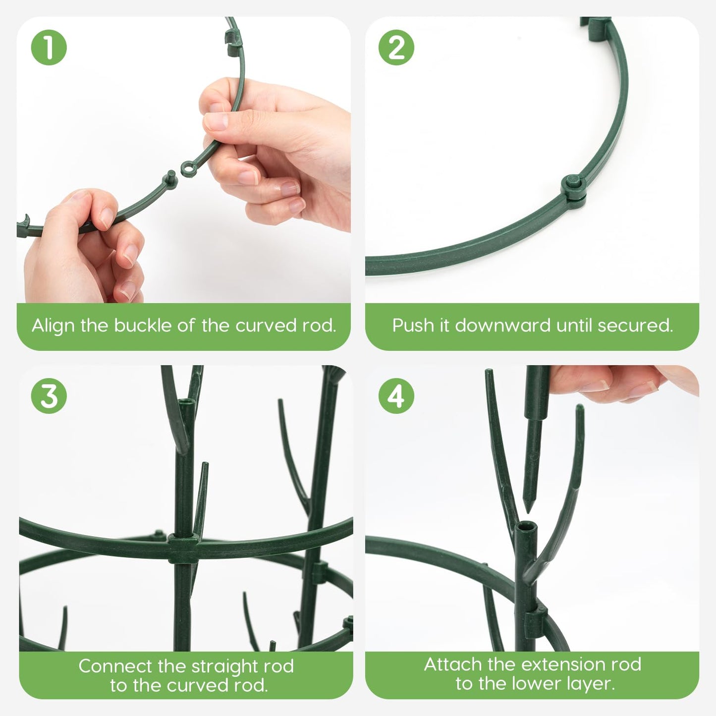 AOGEWON Plant Support Stakes, 10-Piece Set, Stackable Trellis for Monstera, Pothos, Climbing Vines, Indoor & Outdoor Use
