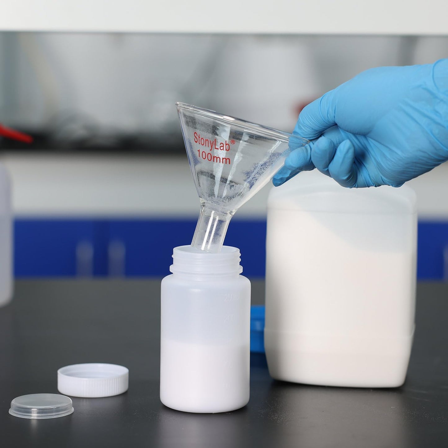 stonylab Glass Powder Funnel, Heavy Wall Borosilicate Glass Short Stem Funnel with 50 mm Top Diameter and 22 mm Stem Length