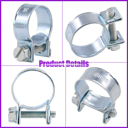 Swpeet 92 Pieces 10 Sizes Mini Hose Clamps Style Fuel Injection Line Zinc Plated Assortment Kit Perfect for Automotive, Agriculture, Plant and Construction