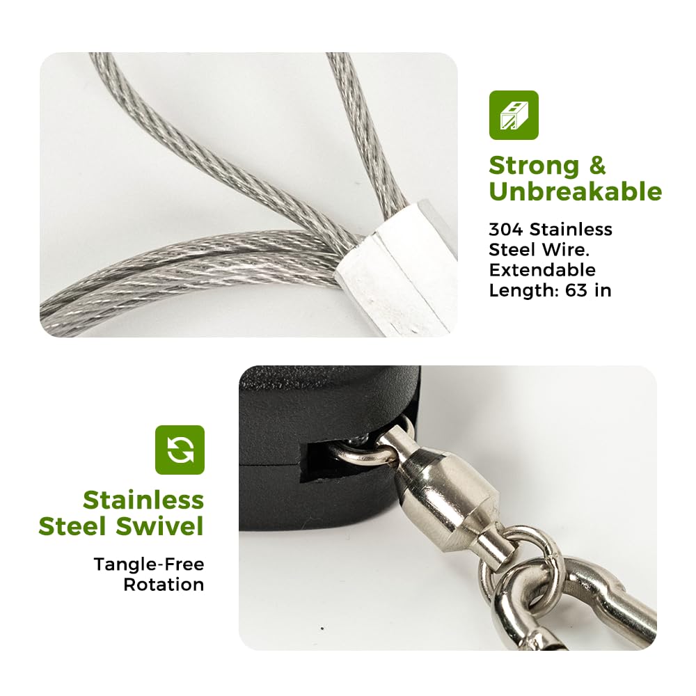 Bamworld 3 Pack Upgraded Retractable Plant Hanger for Indoor Plants, Heavy Duty Auto-Lock Pulley System to Easily Raise and Lower Hanging Planters, Bird Feeders & Garden Baskets