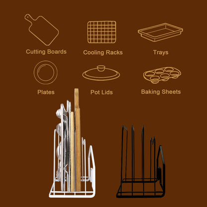 Cutting Board Racks Holders Pot Pan Lids Holders Chopping Board Organizers Thin Bakeware Trays Dry Display Stands Kitchen Countertop Cabinet Office Black