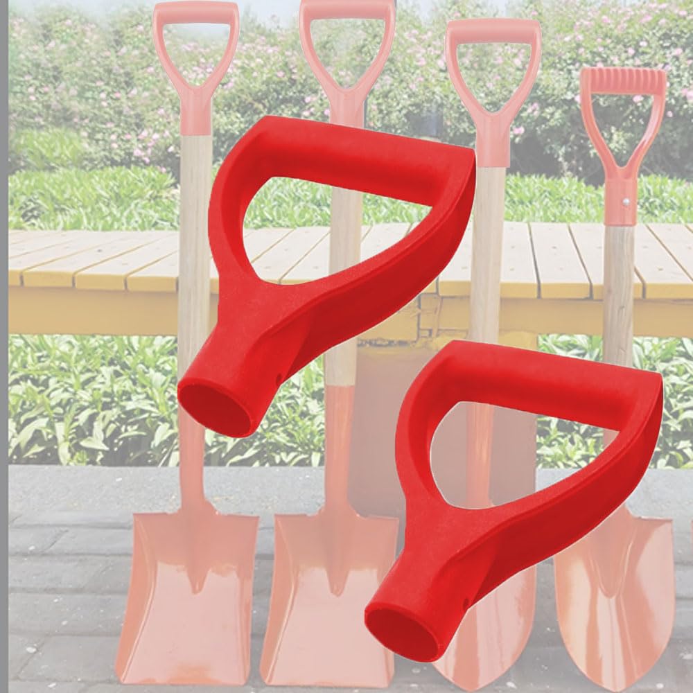 Armastuse 4pcs Replacement Shovel Handle, Plastic Shovel Handle D Grip, Snow Shovel Digging Rake Tool, Hand Protection Garden Accessories (Inner Diameter 34.5mm, Red)