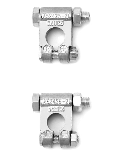 QWORK Military Spec Battery Terminals, 4 Pairs Negative and Positive Top Post Battery Connector for Marine Vehicles, Boats, RVs