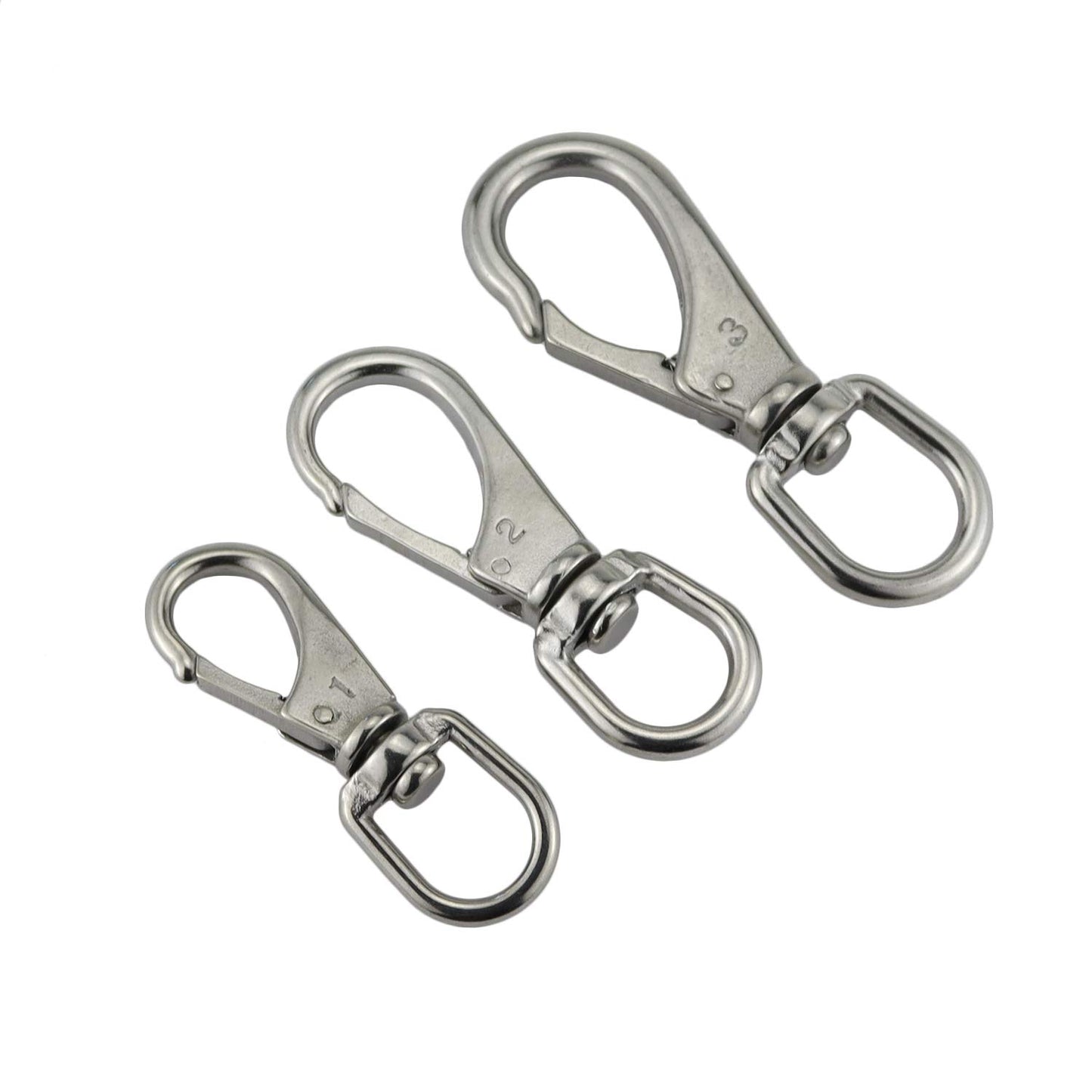 Stainless Steel 304 Swivel Eye Snap Hooks Size3#(M7) Marine Clips Flag Snap Spring Pet Buckles （Pair）