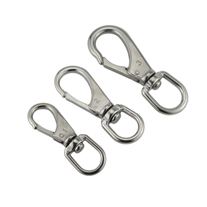 Stainless Steel 304 Swivel Eye Snap Hooks Size3#(M7) Marine Clips Flag Snap Spring Pet Buckles （Pair）