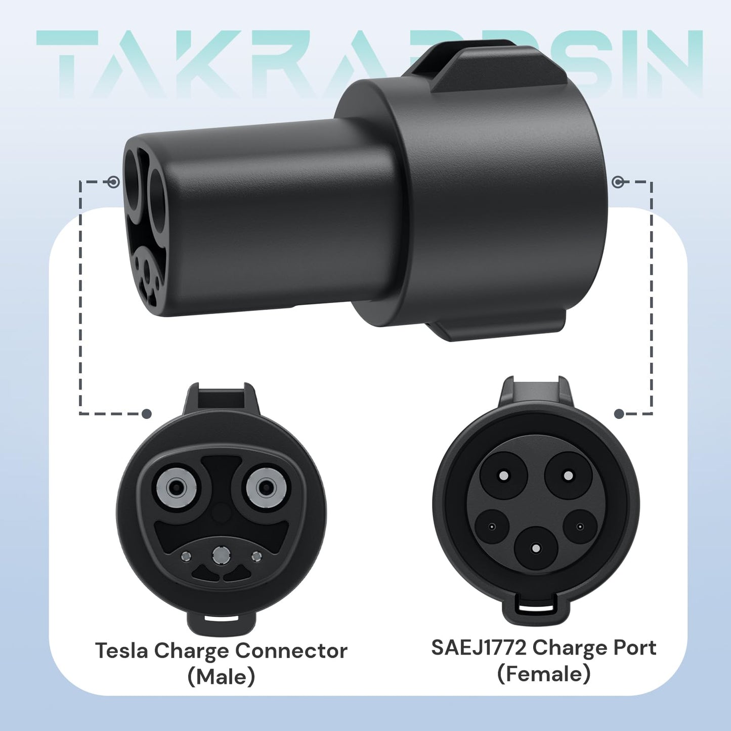 Takrabbsin J1772 to NACS Charger Adapter, SAE J1772 EV Charging Adapter, SGS Safety Certified Max 80A 250V Fast Charging for Tesla Model 3/Y/X/S/Cybertruck