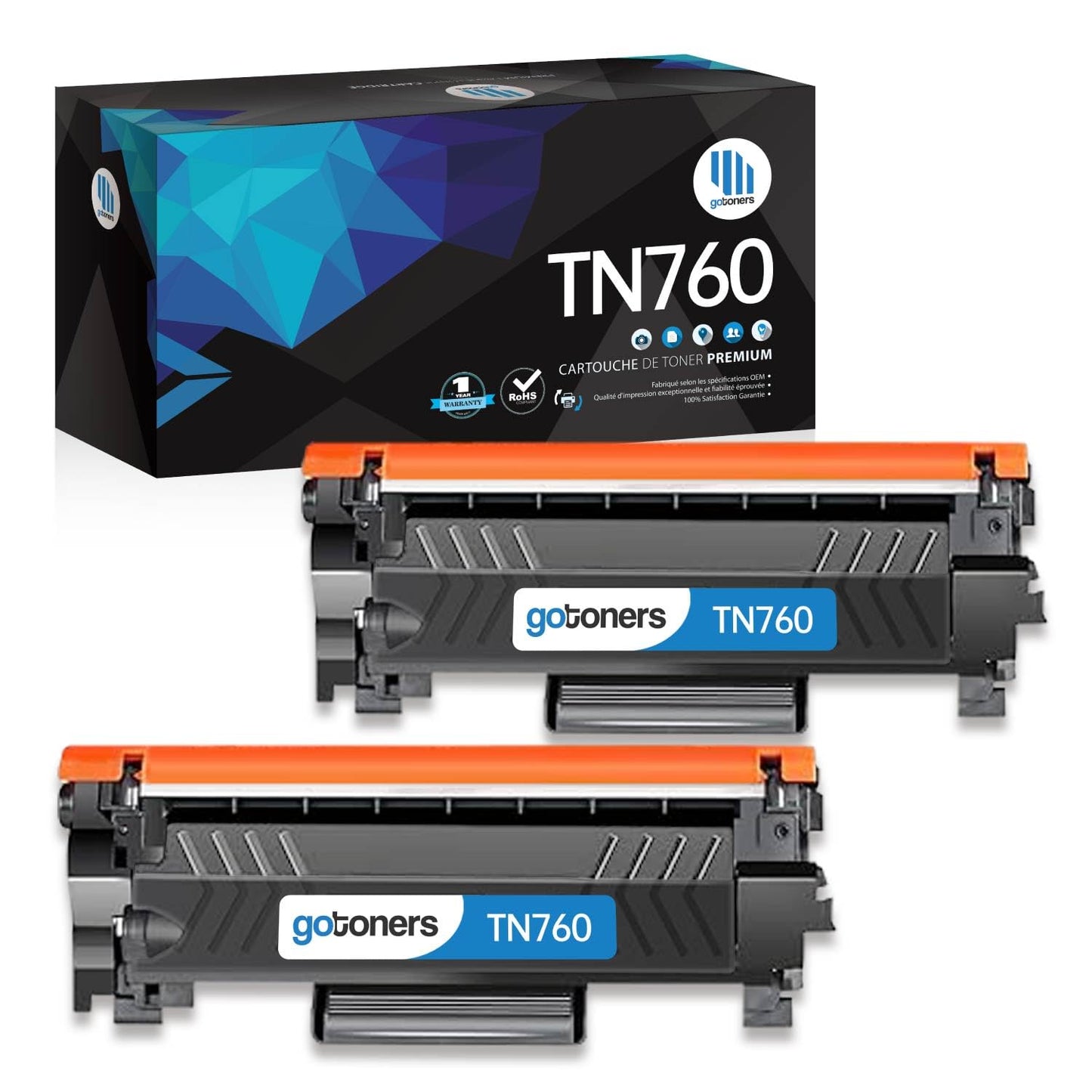 Gotoners TN760 Toner Cartridge for Brother TN-760 TN730 TN-730 Compatible for Brother DCP-L2550DW HL-L2390DW MFC-L2730DW MFC-L2750DW HL-L2370DW Printer (with Chip, 2 Black)