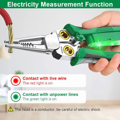 8 in 1 Wire Stripper with Voltage Tester, Pinzas De Electricidad, Multi-Function Electric Wire Stripping Tool for Cutting and Pulling Pliers, Electrician Repair Tool (1PCS)