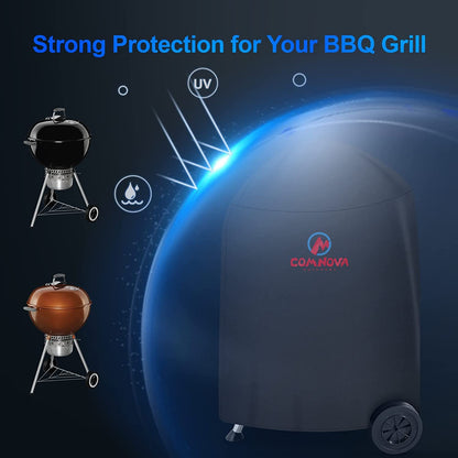 Comnova 22 Inch Kettle Grill Cover - 600D BBQ Cover for Weber Charcoal Grill, Heavy Duty & Waterproof for Weber Master Touch, Original Kettle Grill and More