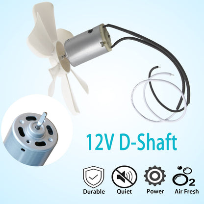 6’’ RV Vent Fan Motor & Fan Blade Replacement, 12V D-Shaft RV Vent Motor Compatible with Heng's, Elixir, Jensen, Jayco,Toyota Dolphin RV