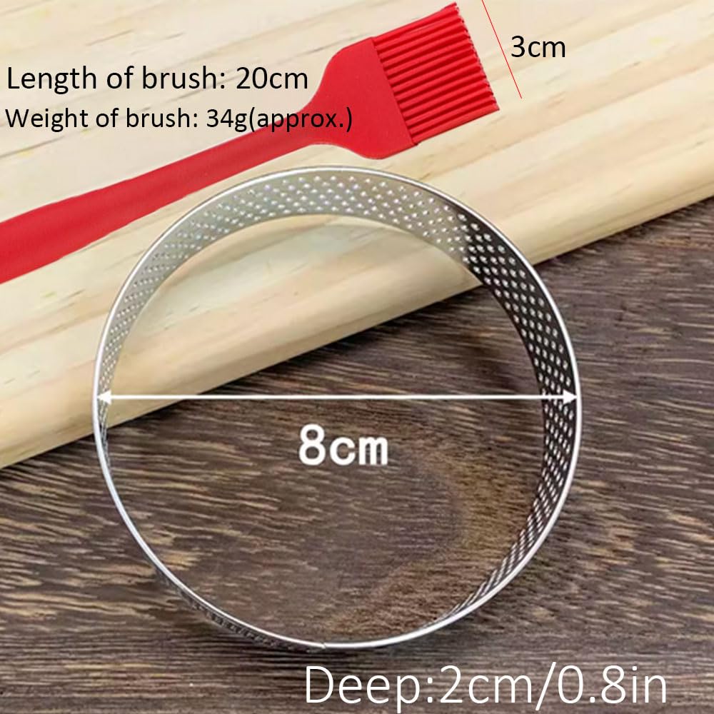 DATANYA 12Pack Tart Rings 3.15 Inch Perforated Tart Ring Stainless Steel, Round Mousse Cake Ring Metal Pastry Mold for Baking Cooking Pastries, small fruit tartet crust 8cm