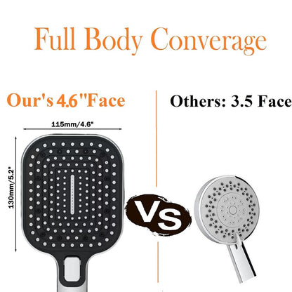 Shower Head, High Pressure Handheld Shower Heads with 60" Stainless Steel Hose and Adjustable Overhead Bracket, Handheld Showerhead Combo, Anti-Clog Nozzle, Big Panel