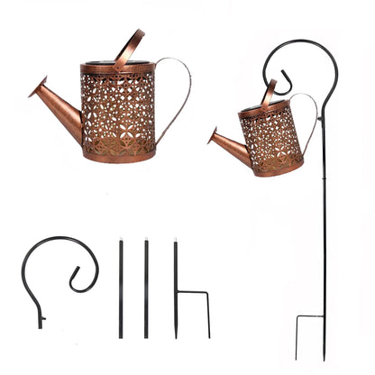 QOCNAM Solar Watering Can with Lights, Retro Metal Hanging Solar Lantern with String Lights, Solar Lanterns Outdoor Waterproof Garden Decor, Star Art Lamp Decorative for Walkway Backyard Patio Lawn