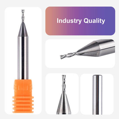 SpeTool 1/16" Cutting Diameter Downcut Spiral Router Bit with 1/4" Shank 1/4" Cutting Length 2" OVL, Solid Carbide Wood Router Bits CNC Plunge Slot Cutting