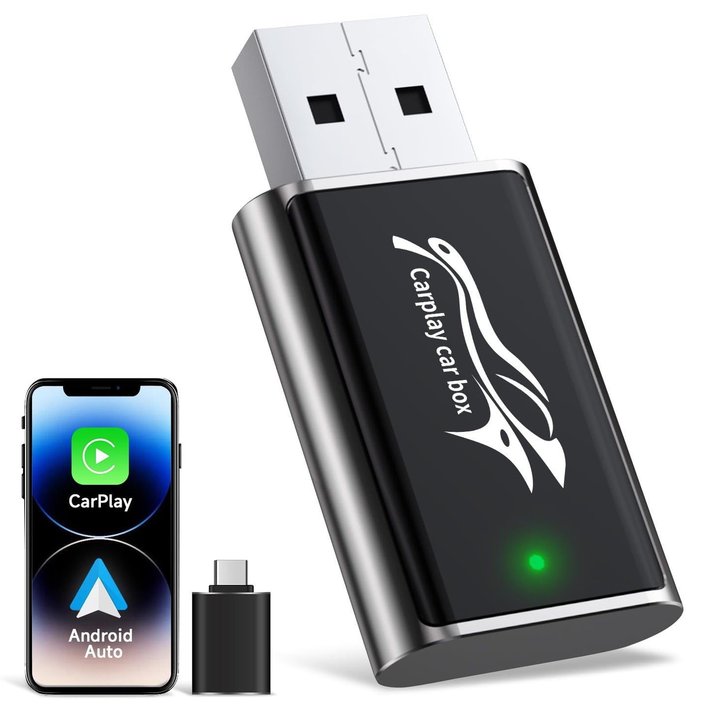 Wireless CarPlay Adapter for iPhone, Stable Fast Mini Car Play Wireless Adapter for OEM Wired Carplay and Android Auto Car, Compatible with iPhone 6+, Android 11+ and Cars from 2016