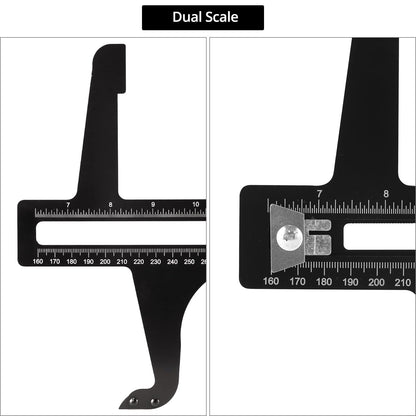 QWORK Brake Measuring Tool 6.5-14.25 Inch - Professional Precision Brake Resetting Gauge Tool Dual Scale Combination for Rear Drum Brake Lining Shoe, Disc Rotors, Parking, Hand Brakes