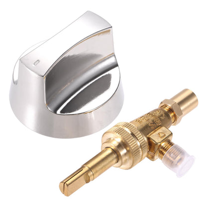 Propane Natural Brass Gas Control Valve 0.047" Orfice with Chromed Steel Control Knob for Hotel Commercial Kitchen Stem Length 1.4"