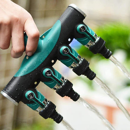 VASLON Hose Spliter 4 Way Garden Hose Splitter Heavy Duty Water Hose Adapter Connector 3/4" Hose Faucet Manifold,Ideal for Lawns,Garden,Drip Irrigation