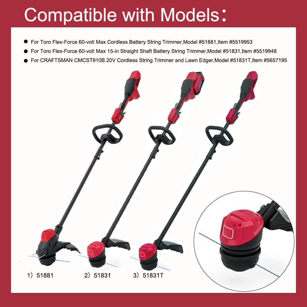 0.080-in x 30-ft Spooled Trimmer Line for Toro Model: 51831 51831T 51881 60V 13" & 15" Electric Brushless String Trimmer 51831
