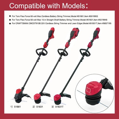 0.080-in x 30-ft Spooled Trimmer Line for Toro Model: 51831 51831T 51881 60V 13" & 15" Electric Brushless String Trimmer 51831