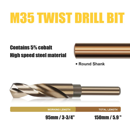 26mm | 1 inch M35 Cobalt Drill Bit, Twist Drill Bit for Hard Metal, Stainless Steel, Cast Iron,Round Shank (26mm | 1 inch (1 Pack))