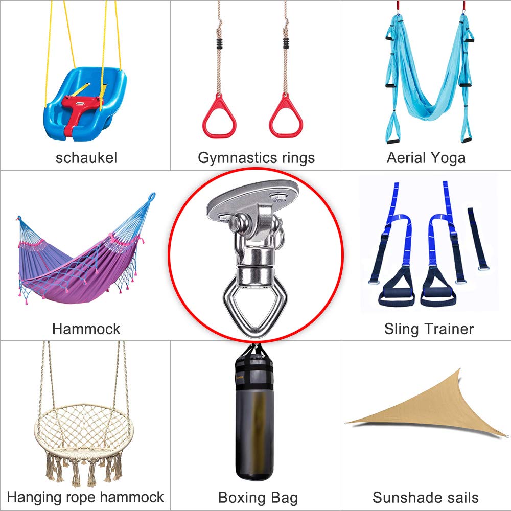 Besthouse Swing Hanger with 2 Bearing, 362kg Capacity, Rotational Device Hanging Accessory for Aerial Silks Dance, Web Tree Swing, Yoga Swing Sets