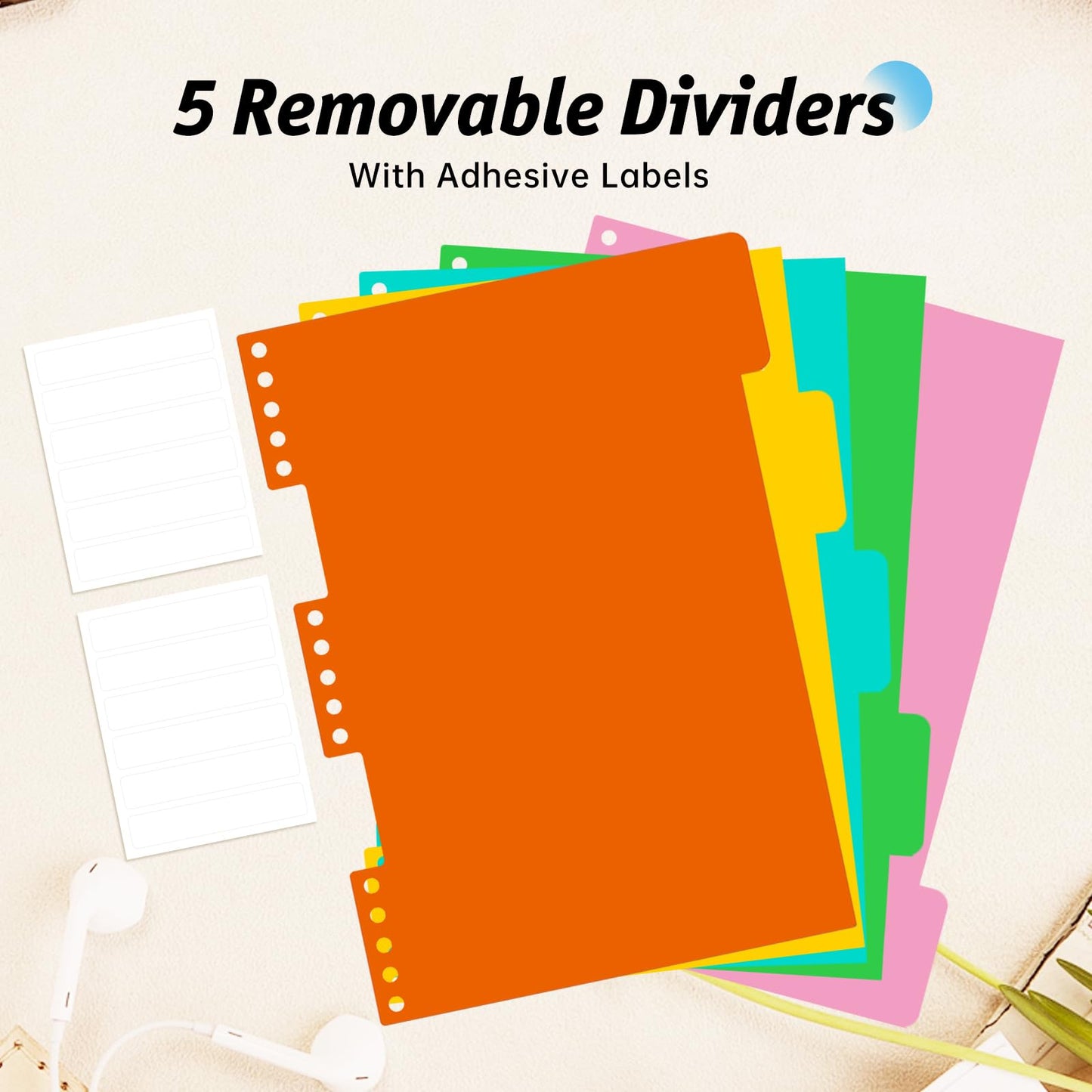 A4 Spiral Notebook 360 Pages, 5 Subject College Ruled Notebook with Removable Dividers, 100 GSM Thick Paper Journal for School Office Work Writing (Black)
