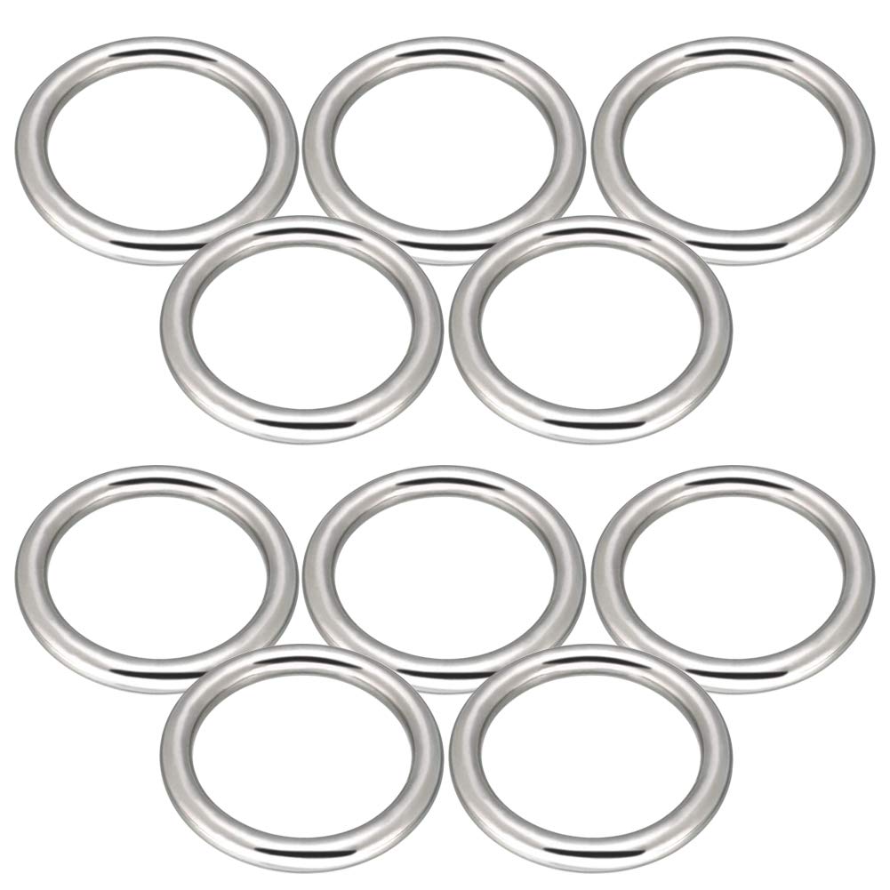 Abimars 2" Seamless Metal O Ring, 10 Pack 304 Stainless Steel Rings Load 320lbs, Solid, Heavy Duty Multi-Purpose Metal O-Ring for Macrame, Dog Leashes