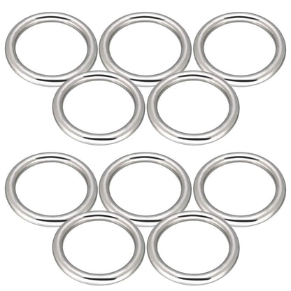 Abimars 2" Seamless Metal O Ring, 10 Pack 304 Stainless Steel Rings Load 320lbs, Solid, Heavy Duty Multi-Purpose Metal O-Ring for Macrame, Dog Leashes