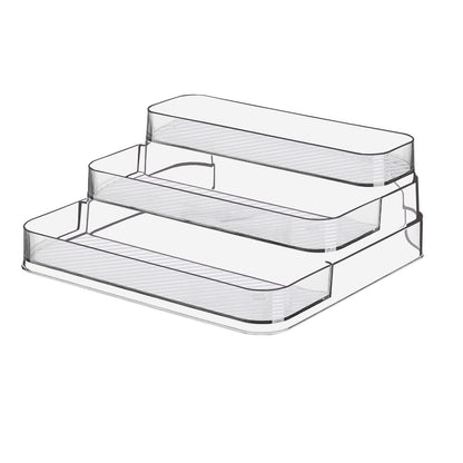 Zilphoba Acrylic Spice Rack, No Assembly Clear 3 Tier Condiment Bottle Shelf Vanity Organizer for Cabinet Kitchen Bathroom (1pcs)