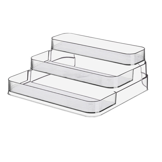 Zilphoba Acrylic Spice Rack, No Assembly Clear 3 Tier Condiment Bottle Shelf Vanity Organizer for Cabinet Kitchen Bathroom (1pcs)