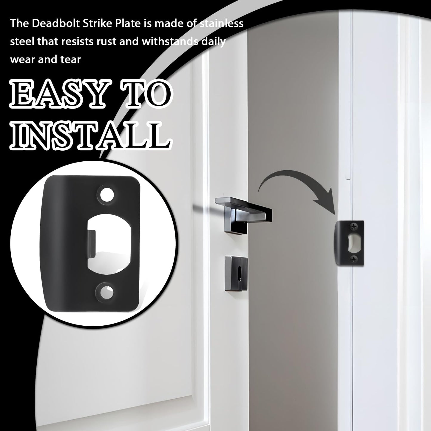 10PCS Latch Strike Plate, Door Strike Plate, Strike Plates for Exterior Doors, Stainless Steel Deadbolt Covers