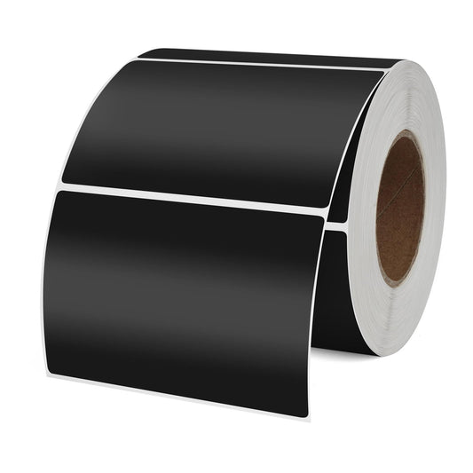 YIKIADA Rectangular Black Color Coding Label 2 X 3 Inch Self Adhesive Vinyl Waterproof Writable Removable Sticker Roll for DIY Office School Supplies Inventory Name Price Tag File Paper 500 PCS