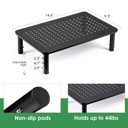 DOLALIKE 2 Pack Desktop Riser, 3 Height Adjustable Monitor stands for 2 Monitors, PC, Computer, Printer, iMac, Desktop Monitor Stand with Ventilated Platform for Airflow