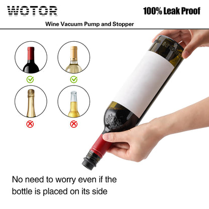 WOTOR Wine Saver Vacuum Pump with 20 Stoppers, Wine Stopper, Wine Preserver, Reusable Bottle Sealer Keeps Wine Fresh, Ideal Wine Accessories Gift