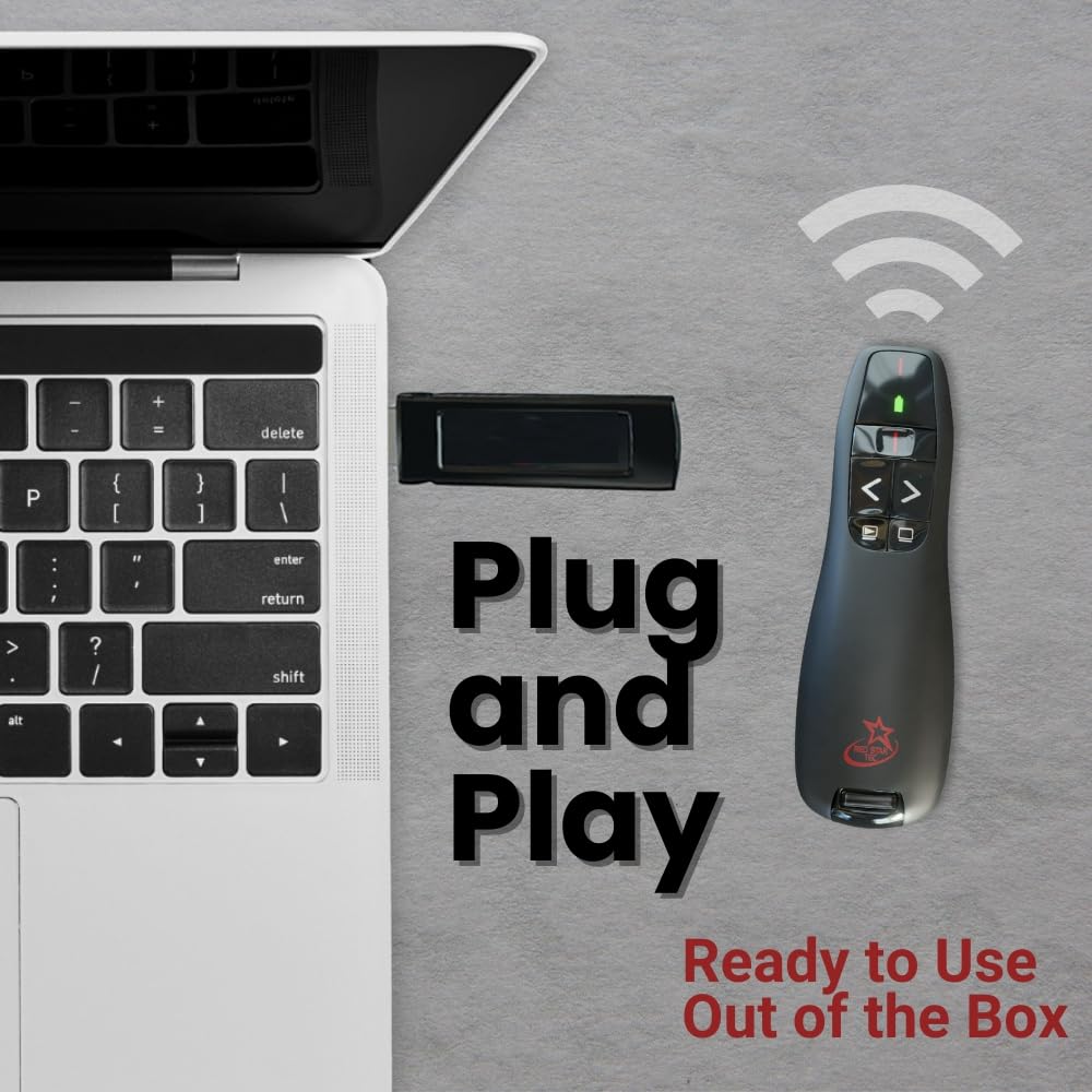 Red Star Tec Wireless Powerpoint and Keynote Presentation Remote Clicker PR-819 (Black, 1 Pack)