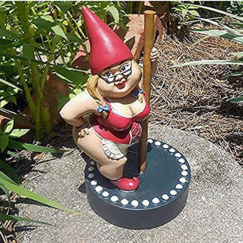 Pole Dancing Garden Gnome Statue,Funny Outdoor Indoor Dance Garden Collectible Figurine,Funny Resin Cartoon Gnome Figurine Pole Dancer,Dwarf Sculpture Ornament for Yard Lawn Patio Decoration