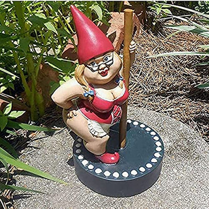 Pole Dancing Garden Gnome Statue,Funny Outdoor Indoor Dance Garden Collectible Figurine,Funny Resin Cartoon Gnome Figurine Pole Dancer,Dwarf Sculpture Ornament for Yard Lawn Patio Decoration