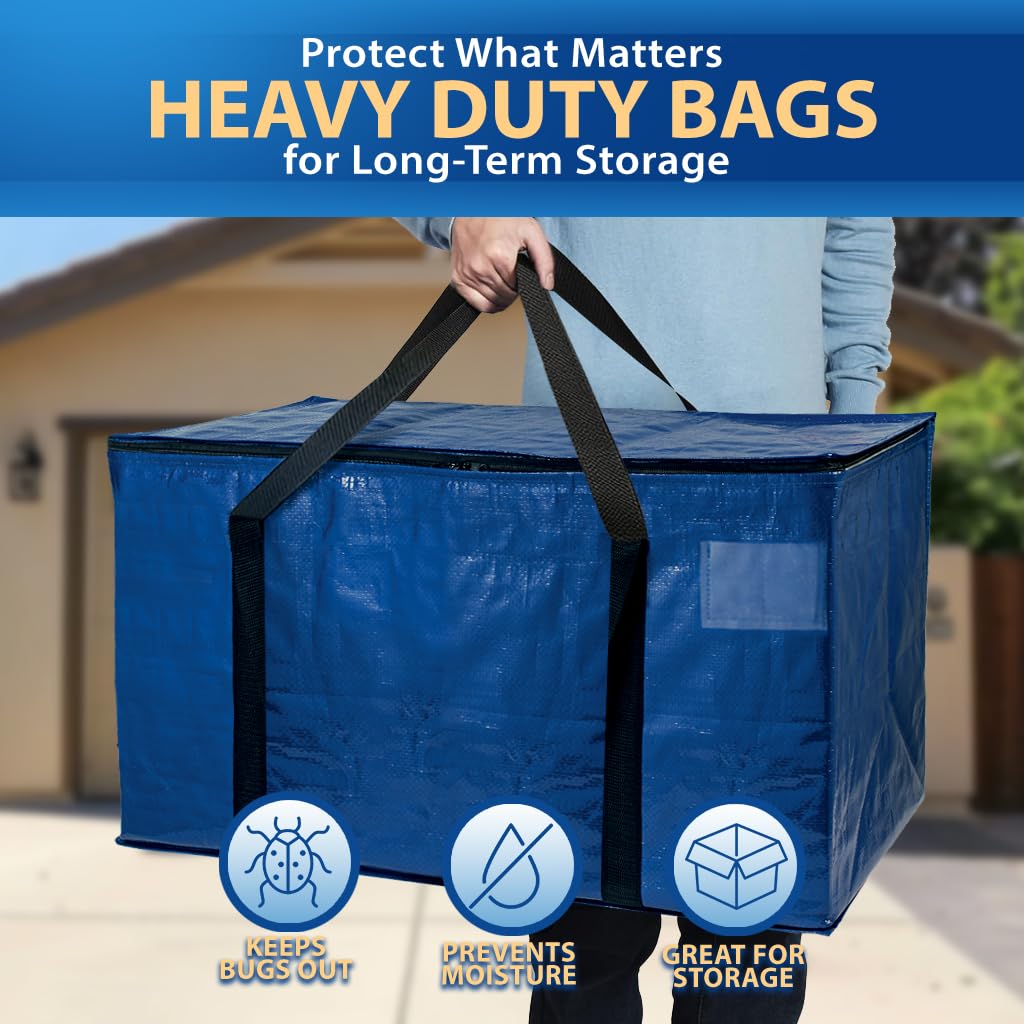 ClearSpace Heavy Duty Moving Bags or Storage Bag – Large Moving Boxes with Backpack Straps, Zippers & Handles – Perfect for College Dorm, Traveling, Camping, Christmas Decorations, 2 Pack